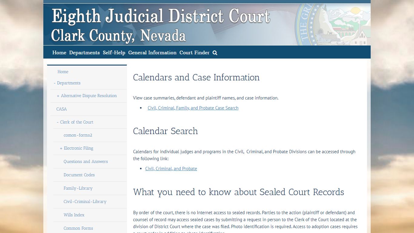 Case & Calendar Inquiry – Eighth Judicial District Court